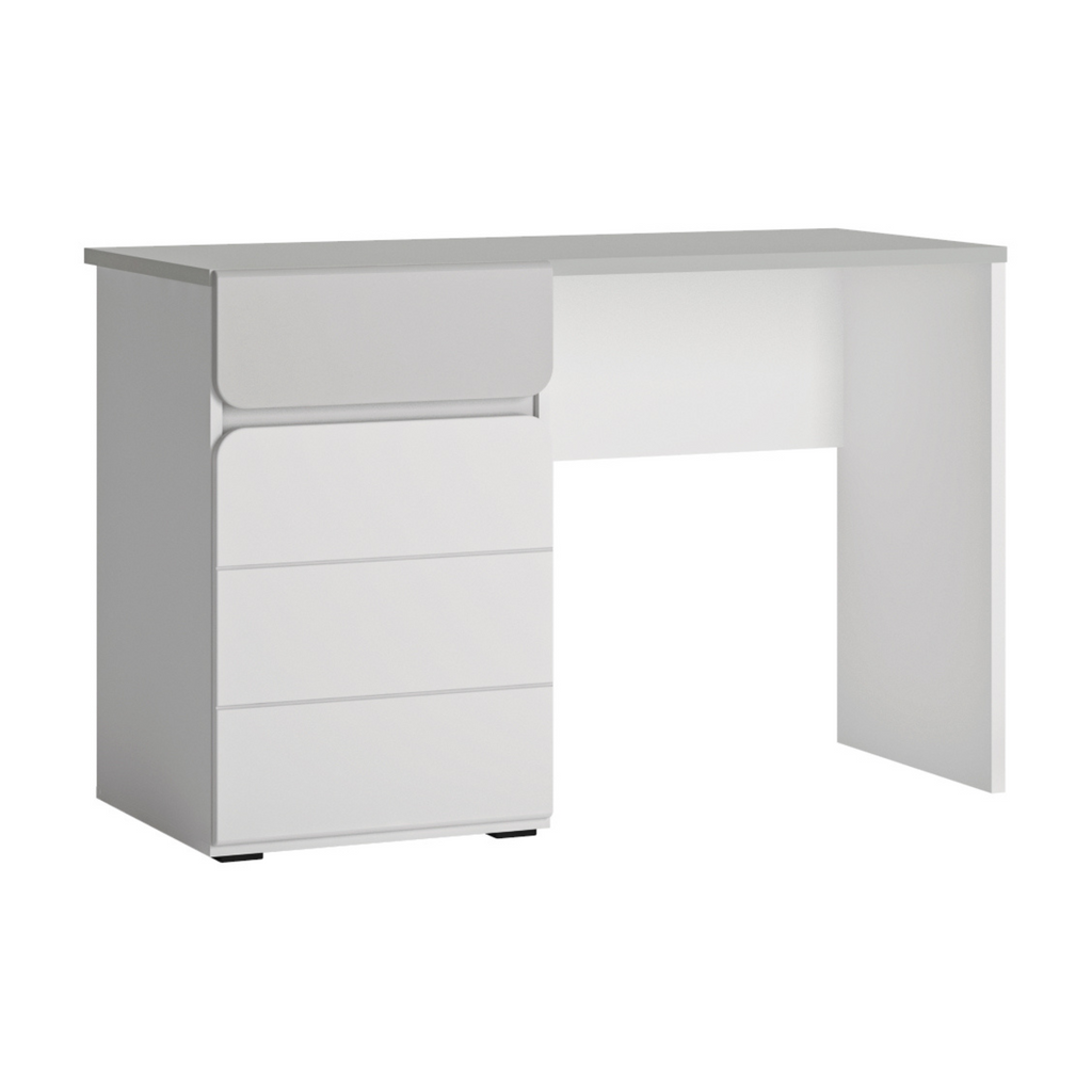 ALBI - Ensemble de Meubles de Chambre pour Jeunes - Blanc Matt / Gris Froid Brillant