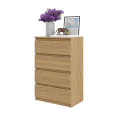 GABRIEL - Commode 4 Tiroirs - Table de Chevet Buffet - H92cm L60cm P33cm (Chêne Lancelot)