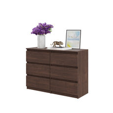 GABRIEL - Commode 6 Tiroirs - Buffet de Chevet - H71 cm L100 cm P33 cm (Wengé)