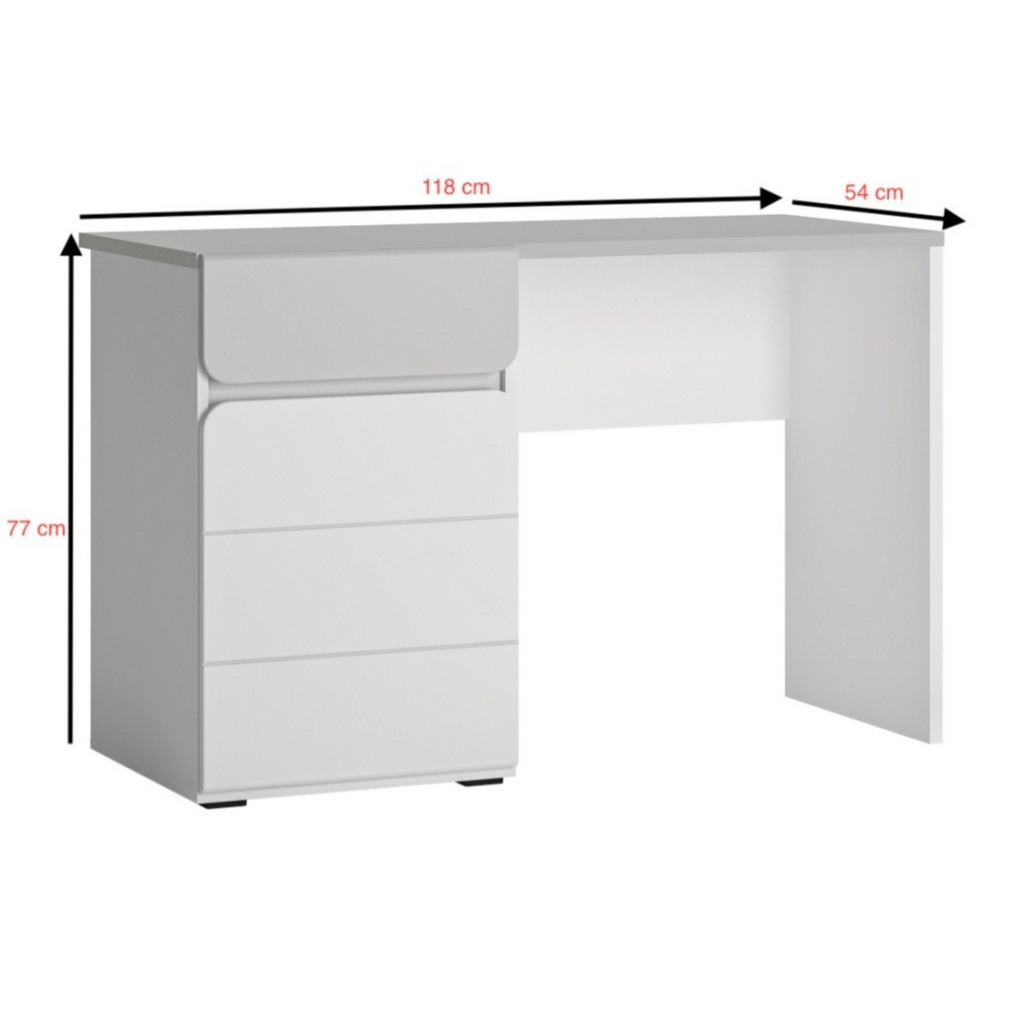ALBI - Ensemble de Meubles de Chambre pour Jeunes - Blanc Matt / Gris Froid Brillant