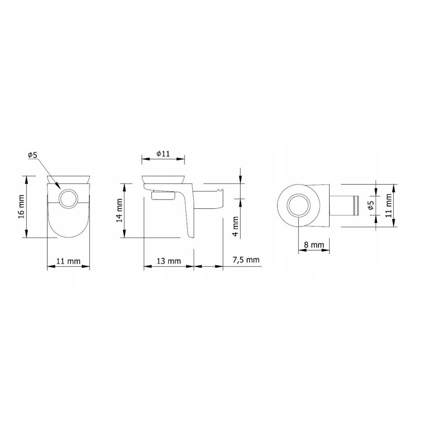 Taquets pour Étagère verre en plastique 5mm nickel