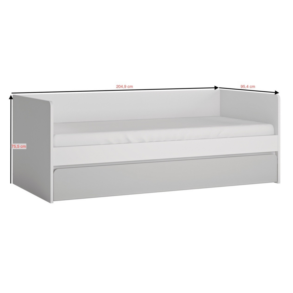 ALBI II - Ensemble de Meubles de Chambre pour Jeunes - Blanc Matt / Gris Froid Brillant