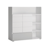 ALBI - Ensemble de Meubles de Chambre pour Jeunes - Blanc Matt / Gris Froid Brillant