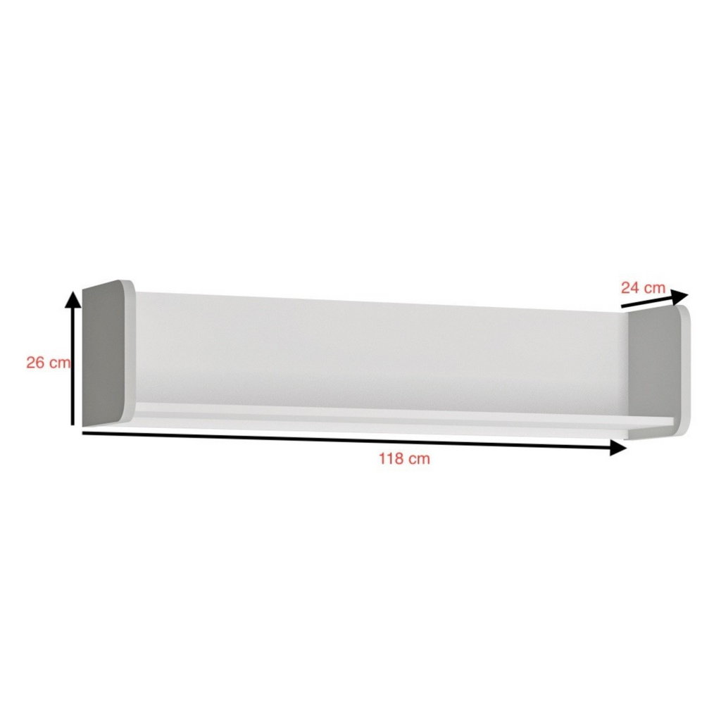 ALBI II - Ensemble de Meubles de Chambre pour Jeunes - Blanc Matt / Gris Froid Brillant