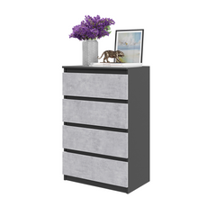 GABRIEL - Commode 4 Tiroirs - Table de Chevet Buffet - H92cm L60cm P33cm (Anthracite / Béton)