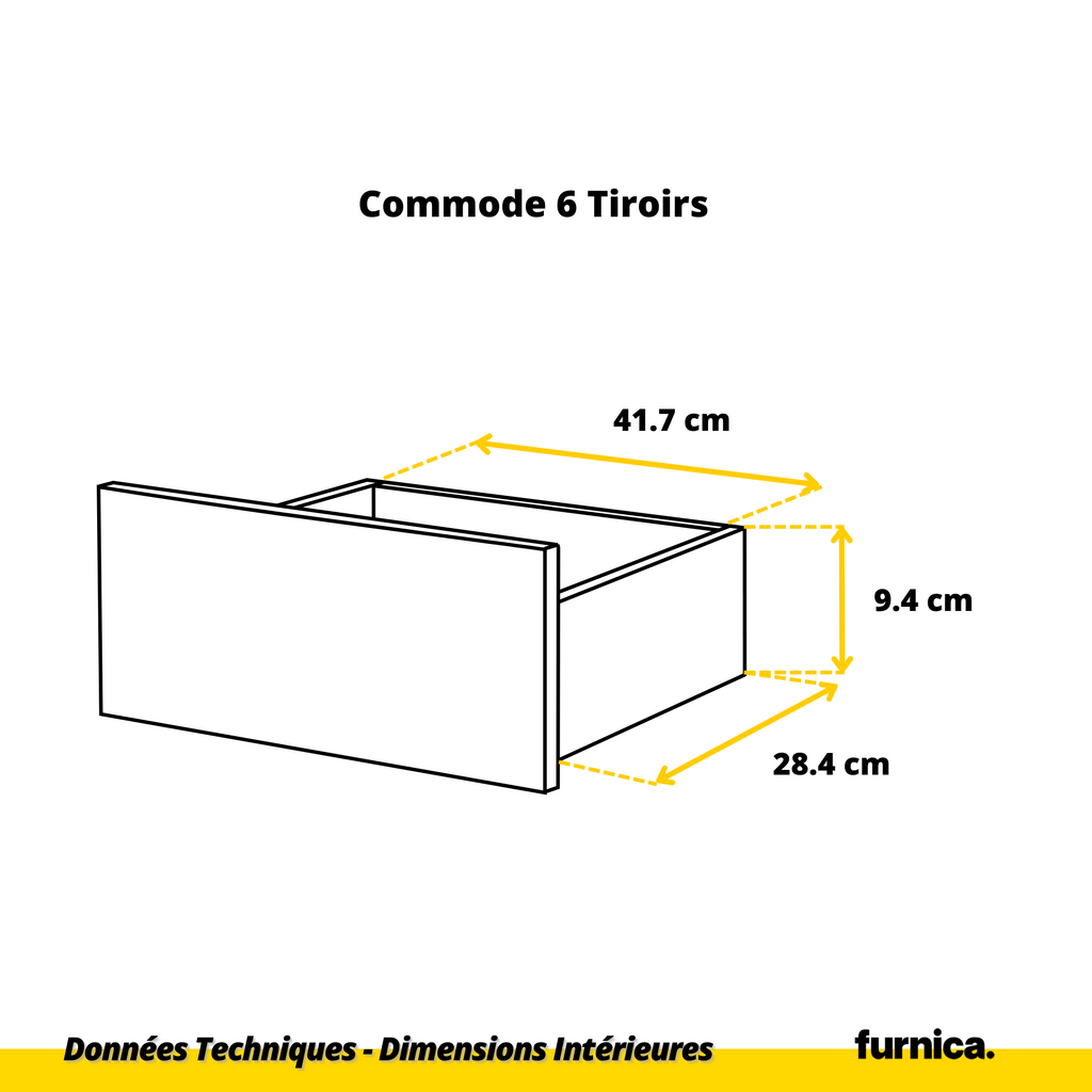 GABRIEL - Commode 14 Tiroirs (4+6+4) - H92cm L220cm P33cm (Blanc/Noir Brillant)