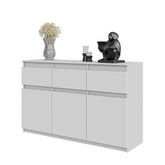 NOAH - Commode 3 Tiroirs et 3 Portes - Meuble de Rangement pour Couloir/Chambre - Buffet - H75cm L120cm P35cm (Blanc)