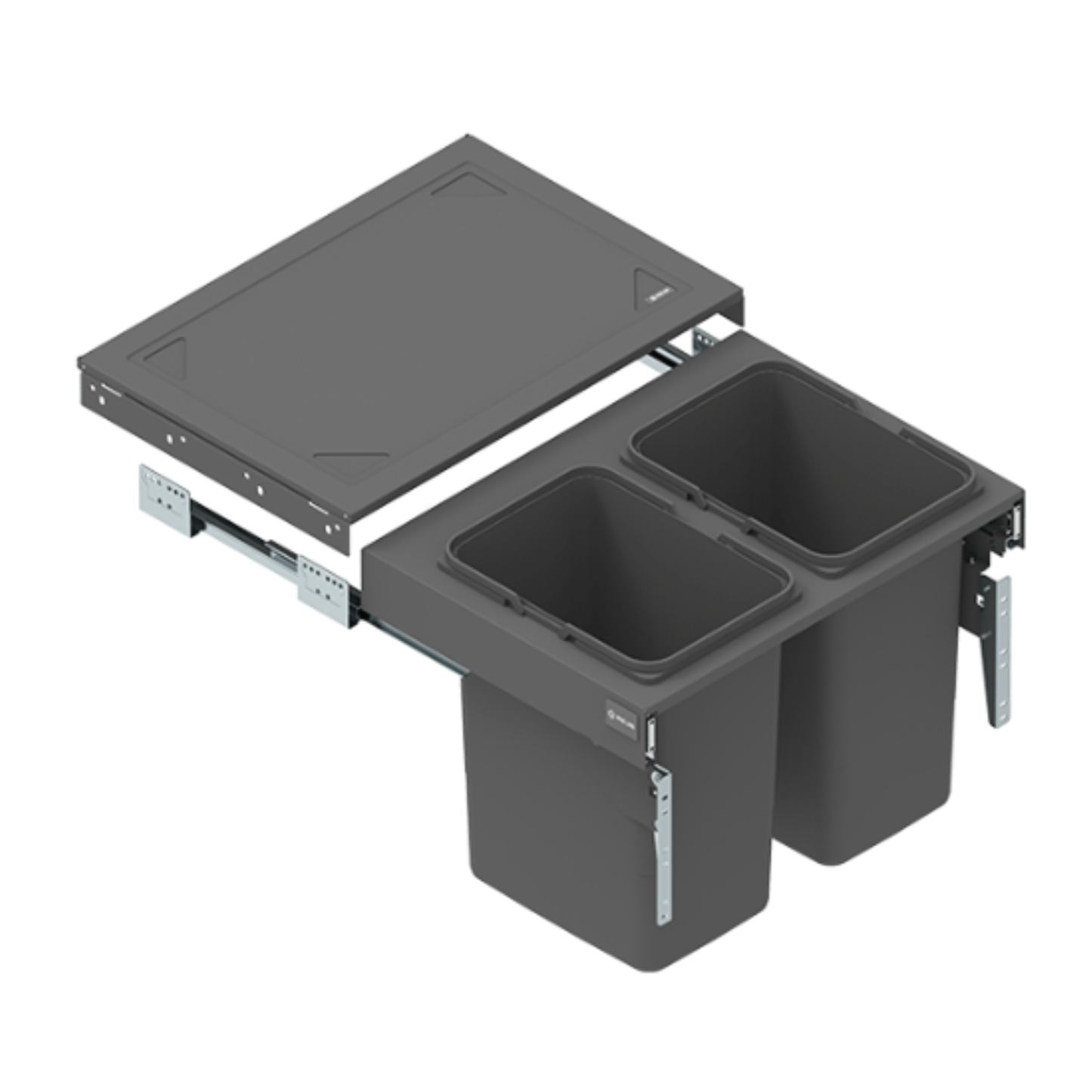 Poubelle de cuisine encastrable - Tri sélectif 2 bacs - 60cm Meuble