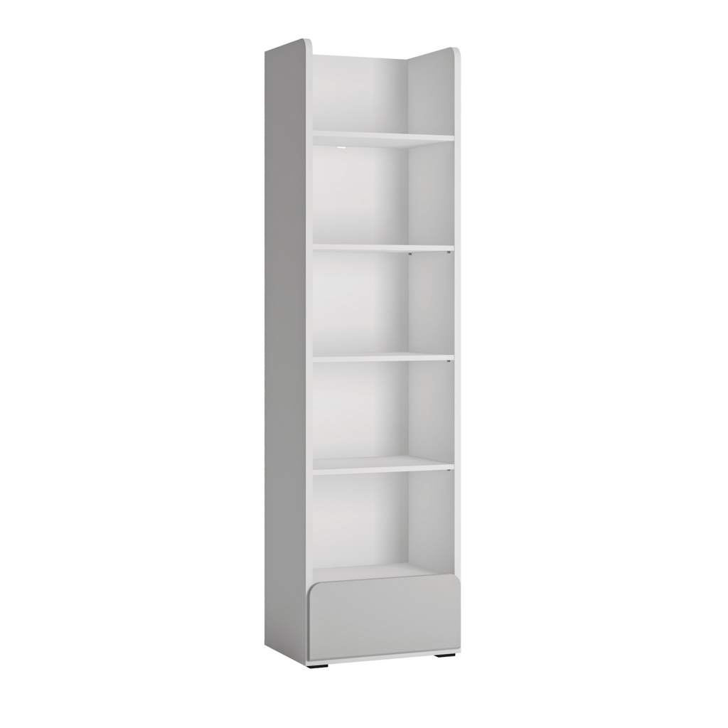 ALBI II - Ensemble de Meubles de Chambre pour Jeunes - Blanc Matt / Gris Froid Brillant