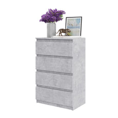GABRIEL - Commode 4 Tiroirs - Table de Chevet Buffet - H92cm L60cm P33cm (Béton)