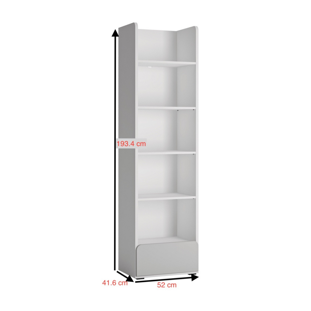 ALBI II - Ensemble de Meubles de Chambre pour Jeunes - Blanc Matt / Gris Froid Brillant