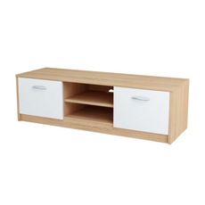 GRACE - Meuble TV avec 2 Portes et 1 Étagère - Chêne Sonoma / Blanc Matt H36cm L120cm P41cm