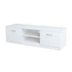 GRACE - Meuble TV avec 2 Portes et 1 Étagère - Blanc Matt H36cm L120cm P41cm