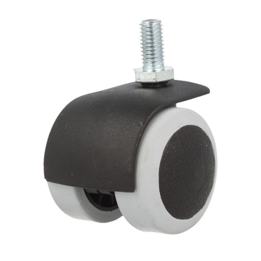 Roulette pivotante en caoutchouc avec tige filetée M10 - Ø50mm