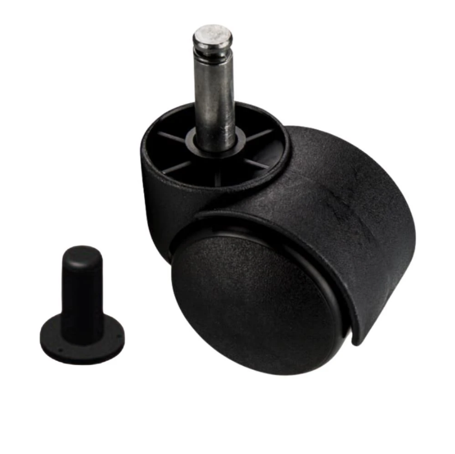 Roulette pivotante pour meuble en plastique avec tige 8mm et douille - Ø50mm