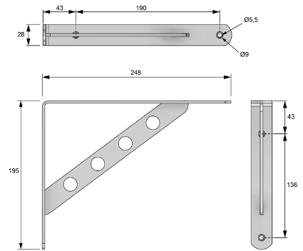 Équerre pour étagère - Chrome