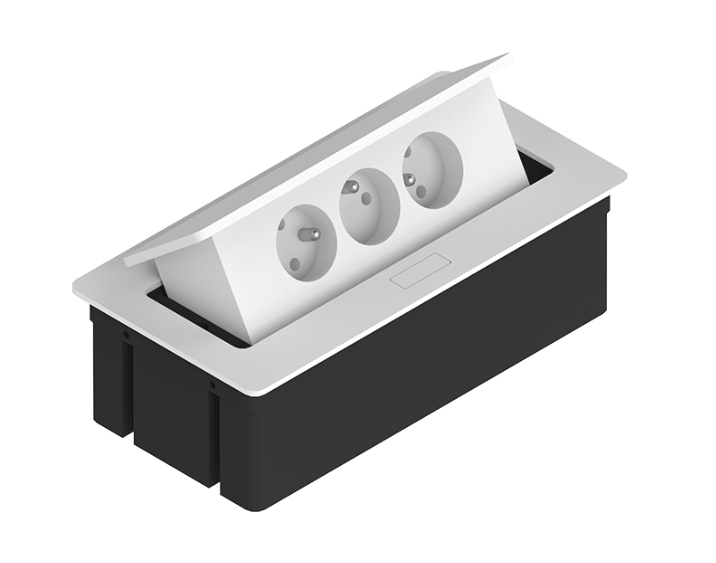 Bloc multiprise encastrable rectangulaire Kwadro pour bureau