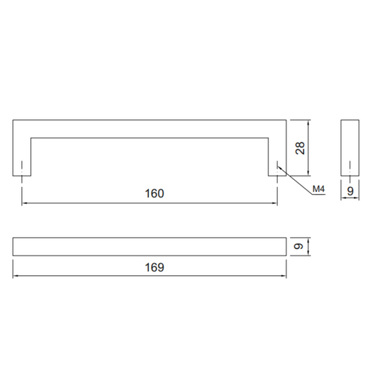 MODERN - Poignée de meuble 160mm - Noir mat