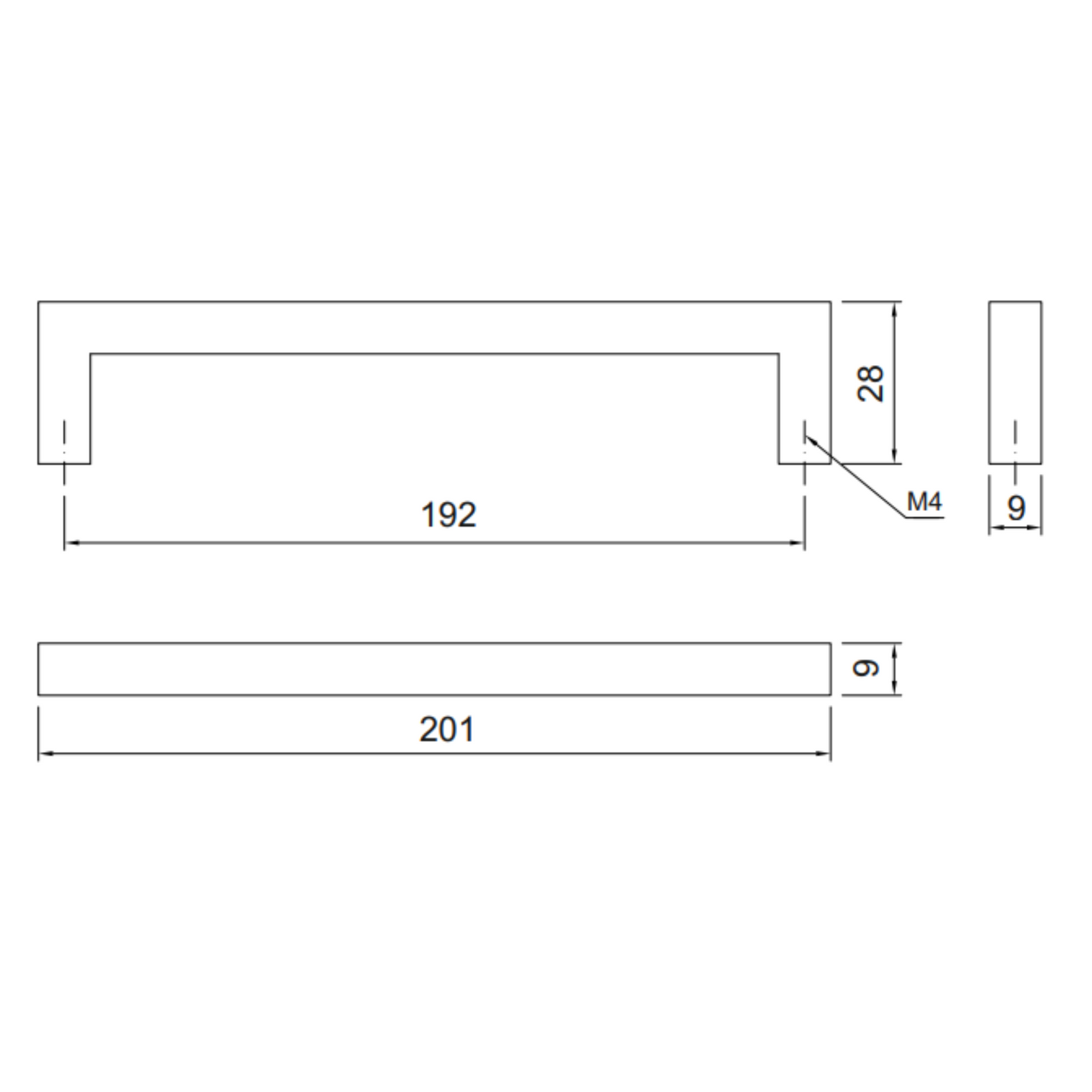 MODERN - Poignée de meuble 192mm - Chrome