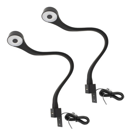 2 Lampes à LED de chambres avec USB + Source de courant (F02) Furnica Noir Blanc froid EU