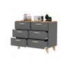 INGRID - Commode Scandinave 6 Tiroirs - H75cm L100cm P45cm (Anthracite/Chêne Wotan)