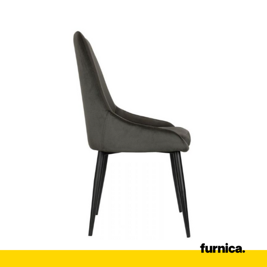 ALFREDO - Chaise de Salle à Manger / Bureau en Velours Durable avec Pieds en Métal Noir - Noir