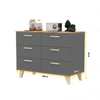 INGRID - Commode Scandinave 6 Tiroirs - H75cm L100cm P45cm (Anthracite/Chêne Wotan)