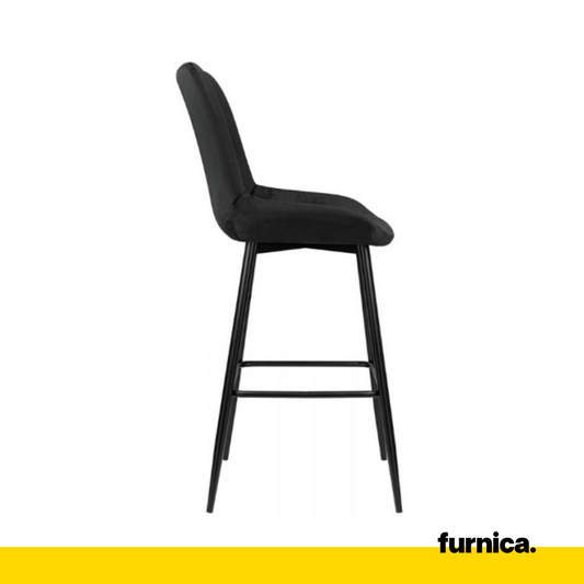 DANIELE - Hoker de Salle à Manger / Bureau en Velours Matelassé avec Pieds en Métal Noir - Noir