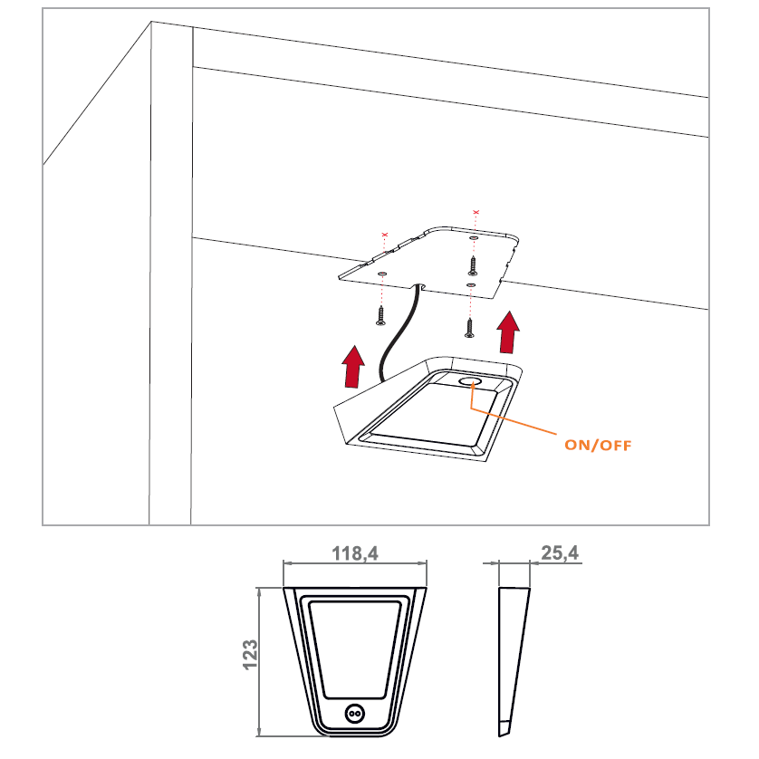 3 lampes supérieures du cabinet LED + Source de courant (F04)