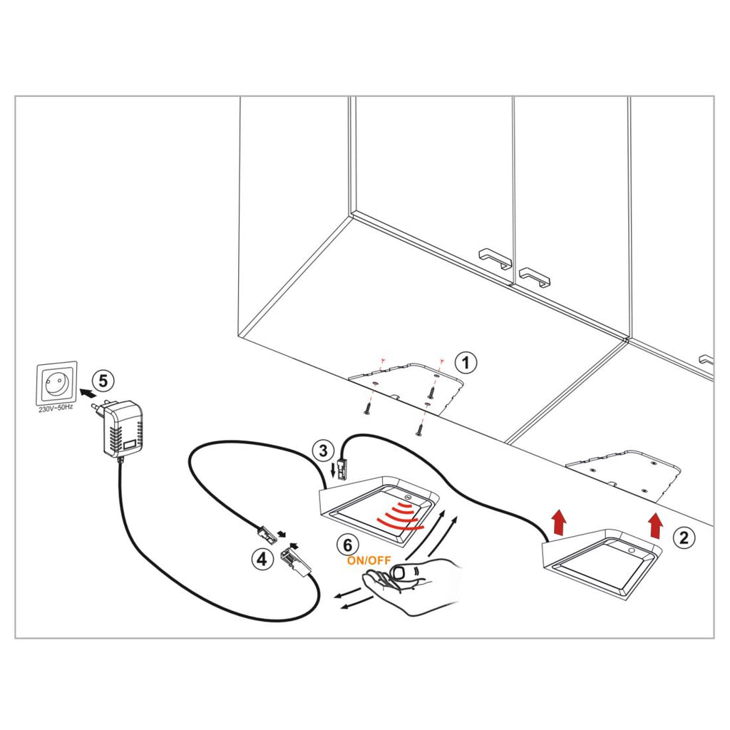 3 lampes supérieures du cabinet LED + Source de courant (F04)