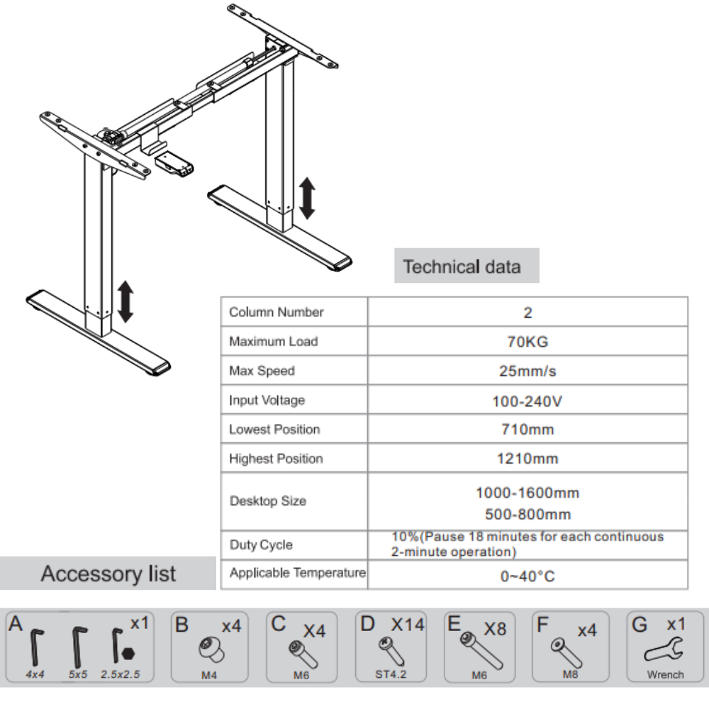 Cadre de bureau réglable - Gris