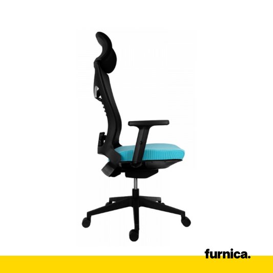 FILIPPO II - Chaise de Bureau Recouverte de Micro-Maille de Haute Qualité - Noir/Bleu H129cm L68cm