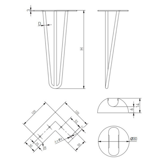 Pied de meuble 406mm - Noir