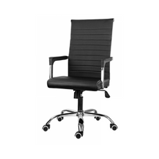 NICOLA - Chaise de Bureau Recouverte de Cuir Écologique de Haute Qualité - Noir H115cm L64cm
