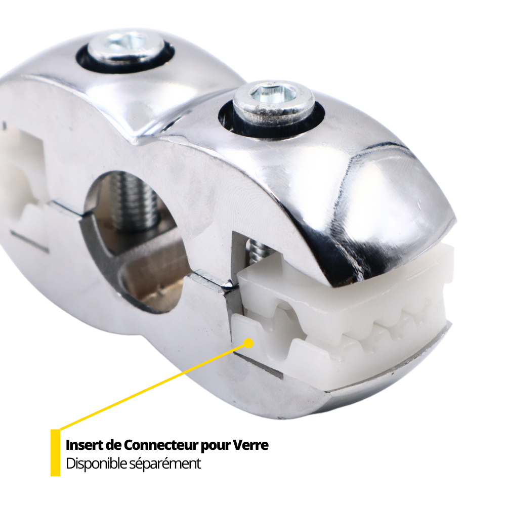 Connecteur de carte et de verre double face de 25 mm, Chrome