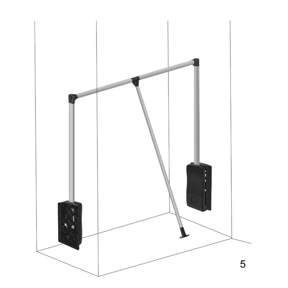 Barre de penderie escamotable - boîtier noir 450-600mm