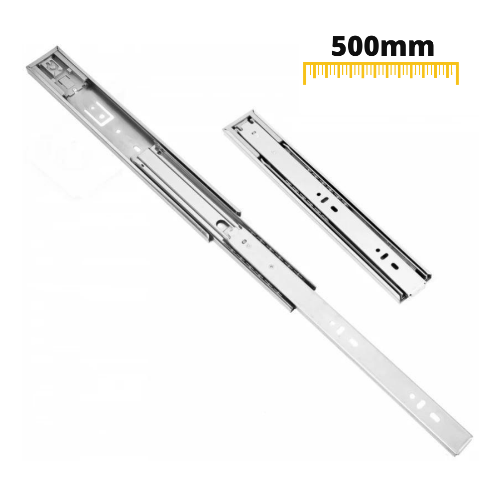 Coulisses pour tiroir Push to Open 500mm - Rainure 45mm (gauche et droite)