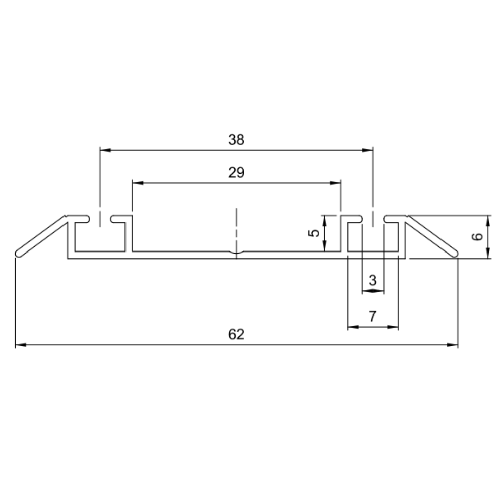Rail à Double Fond en Aluminium 560cm - Argent Anodisé