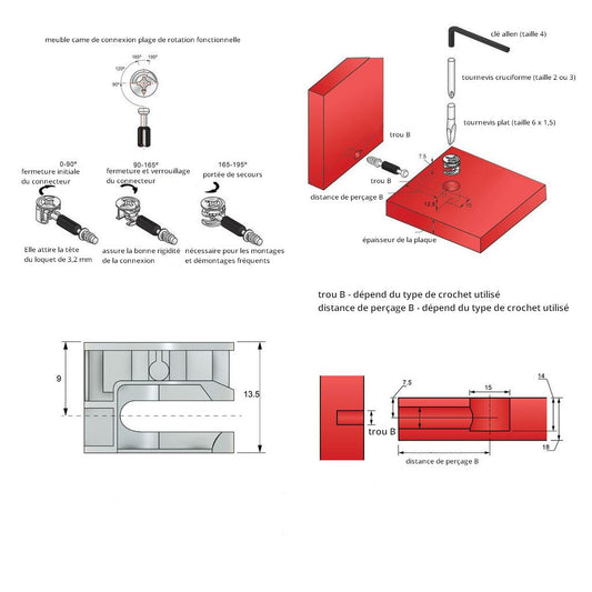 Boitier excentrique 15mm, H = 9mm - 1000 pièces