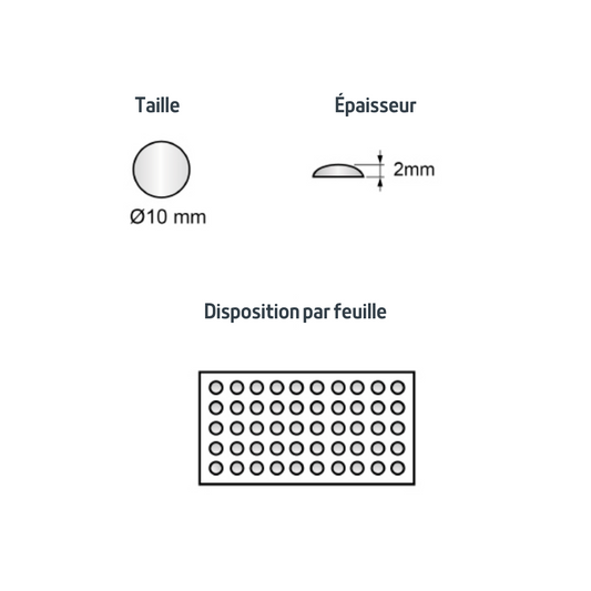 Pastille autocollante ronde transparente 10x2mm