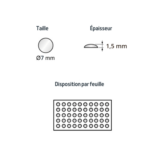 Pastille autocollante ronde transparente 7x1.5mm