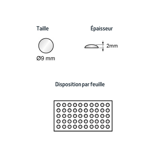Pastille autocollante ronde transparente 9x2mm