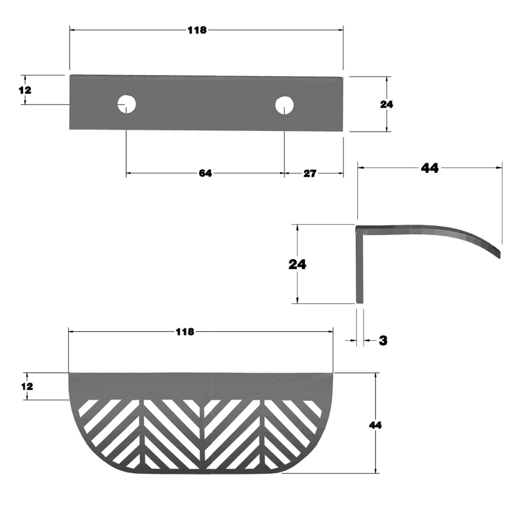 Poignée de meuble LEAF Edge 64mm (Longueur totale 118mm) - Argent mat perlé