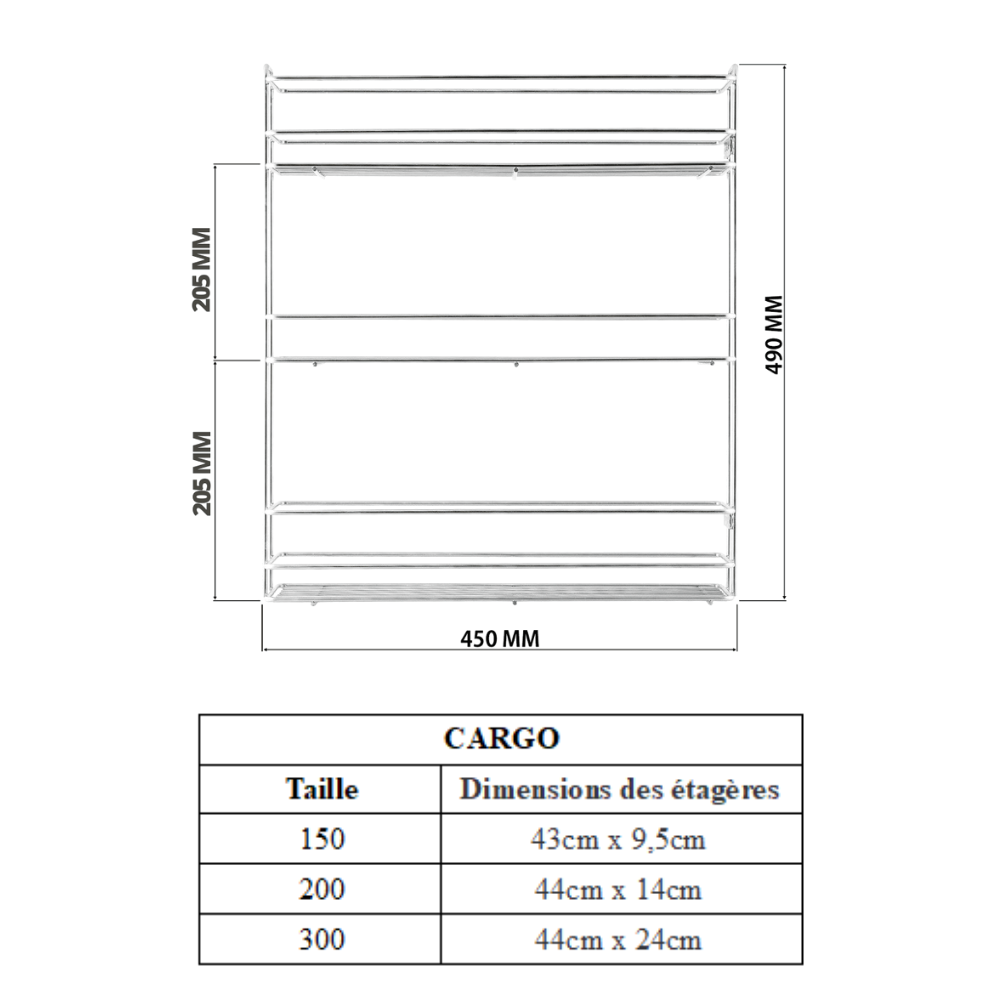 Rangement coulissant de 20 cm à fermeture latérale silencieuse - 3 paniers - Chrome