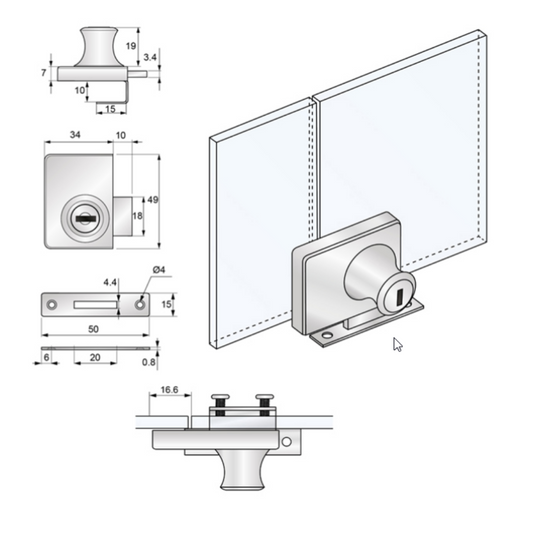 Serrure pour portes en verre double