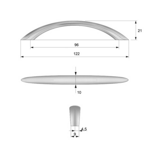 Poignée de meuble 96mm UZ04 - Aluminium