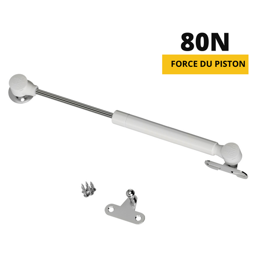 Verin de porte à gaz 250mm - 80N - Blanc