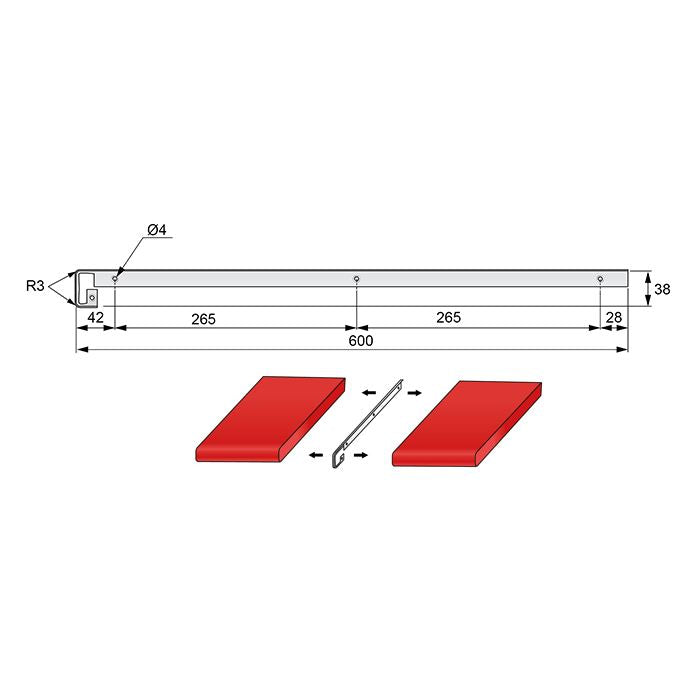 Bande de connecteur pour plan de travail de 38 mm R-3 NTP