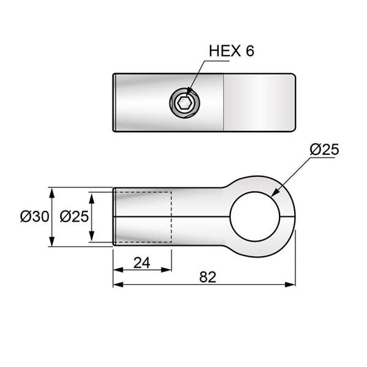 Connecteur à bras unique de 25 mm, Chrome NTP