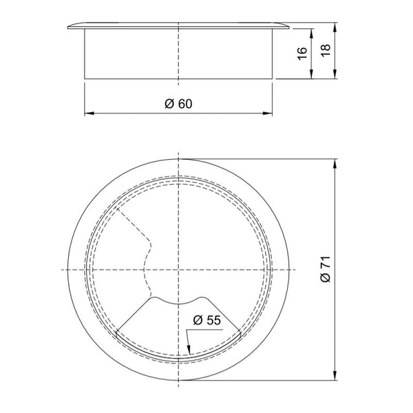 Passe-câble / Passe-fil En PVC Marron - Diamètre 60/72 Mm - Pour électricité, Gainage - Neuf
